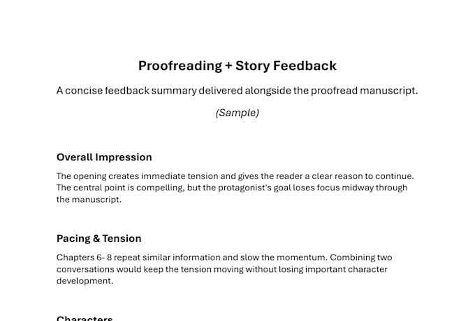 proofread and provide manuscript feedback